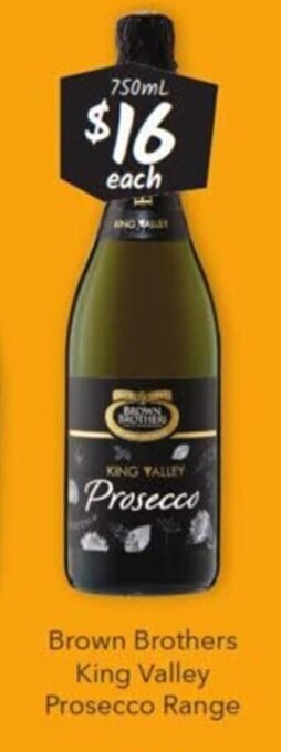 Cellarbrations Brown Brothers King Valley Prosecco Range 750ml offer
