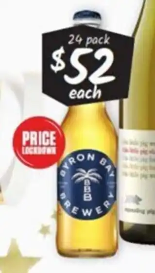 Cellarbrations Byron Bay Brewery Premium Lager Stubbies 355ml 24 Pack offer