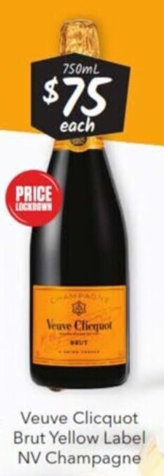Cellarbrations Veuve Clicquot Brut Yellow Label NV Champagne 750ml offer