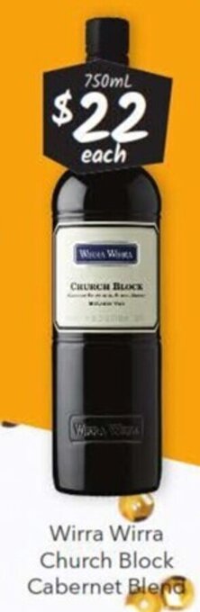 Cellarbrations Wirra Wirra Church Block Cabernet Blend 750ml offer