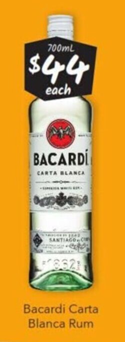 Cellarbrations Bacardi Carta Blanca Rum 700ml offer