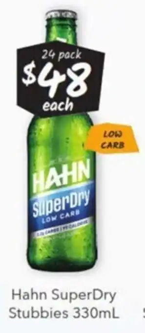 Cellarbrations Hahn SuperDry Stubbies 330ml offer