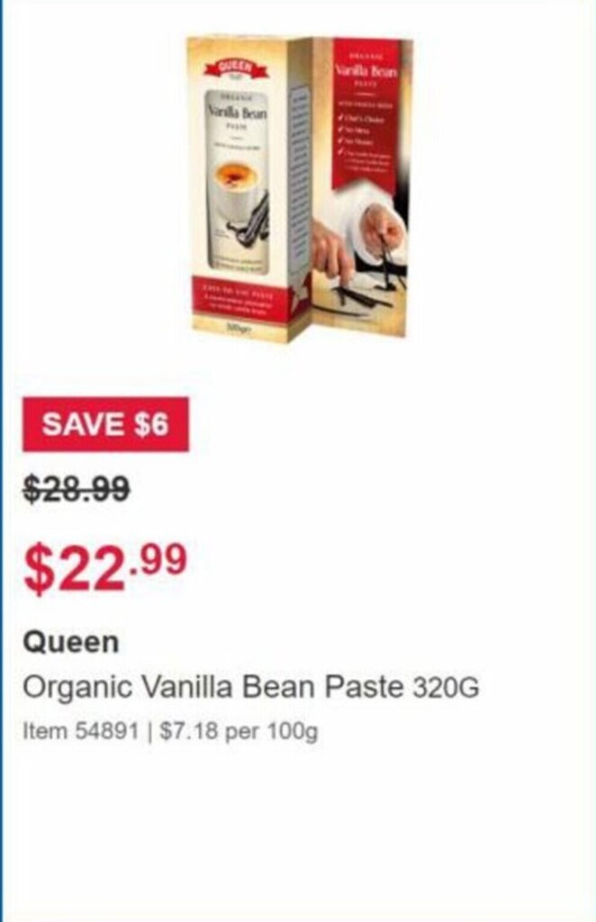 Queen Organic Vanilla Bean Paste 320g offer at Costco