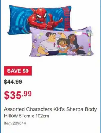 Assorted Characters Kid's Sherpa Body Pillow 51cm x 102cm