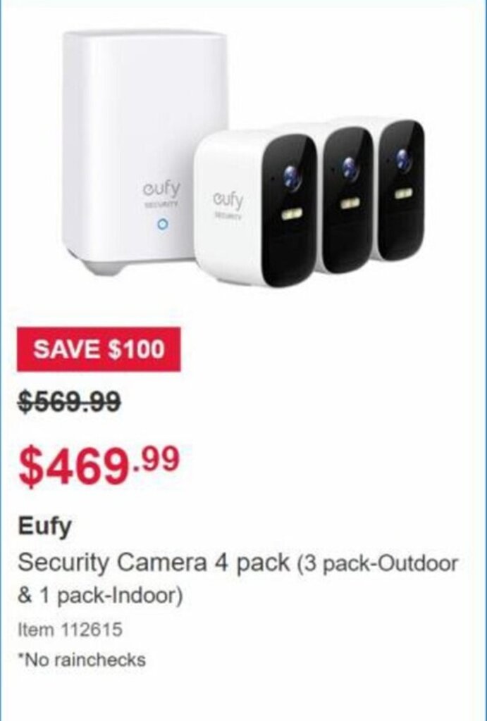 Eufy Security Camera 4 Pack offer at Costco