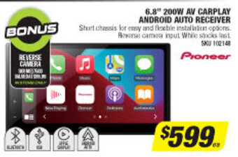 Autobarn 6.8' 200W AV Carplay Android Auto Receiver offer