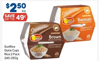 Foodland SunRice Quick Cups Rice 2 Pack 240-250g offer