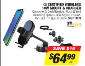 Autobarn QI Certified Wireless 10W Mount & Charger offer