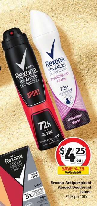 Coles Rexona Antiperspirant Aerosol Deodorant 220ml offer