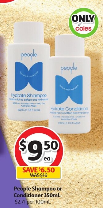 Coles People Shampoo or Conditioner offer