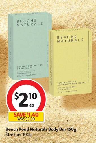 Coles Beach Road Naturals Body Bar 150g offer