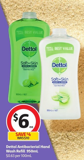 Coles Dettol Antibacterial Hand Wash Refill 950ml offer