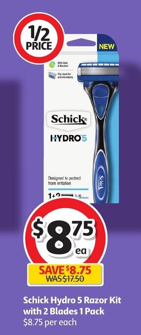 Coles Schick Hydro 5 Razor Kit with 2 Blades 1 Pack offer