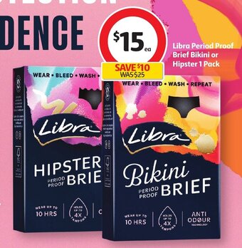 Coles Libra Period Proof Brief Bikini or Hipster 1 Pack offer