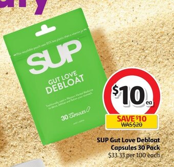 Coles SUP Gut Love Debloat Capsules 30 Pack offer