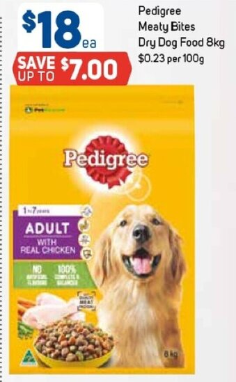 Foodland Pedigree Meaty Bites Dry Dog Food 8kg offer