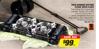 Autobarn Twin Burner Butane Stove with Plate offer
