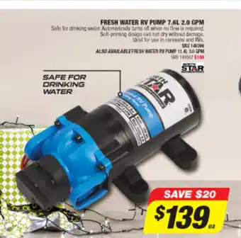 Autobarn Fresh Water RV Pump 7.6L 2.0 GPM offer