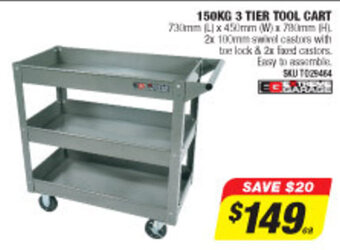 Autobarn 150KG 3 Tier Tool Cart offer