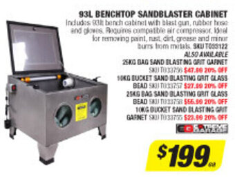 93L Benchtop SandBlaster Cabinet