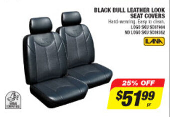 Ilana - Black Bull Leather Look Seat Covers