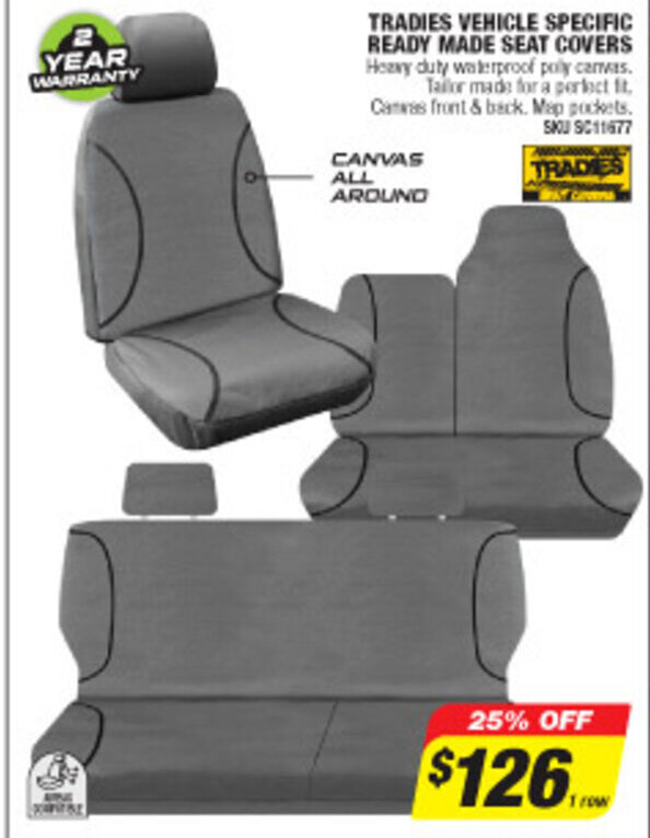 Tradies Tradies Vehicle Specific Ready Made Seat Covers offer at Autobarn