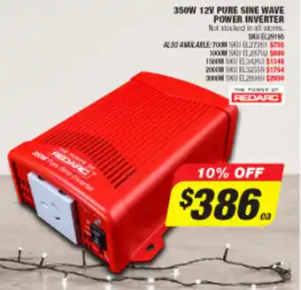 Autobarn The Power of Redarc - 350W 12V Pure Sine Wave Power Inverter offer
