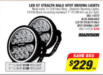 Autobarn Roadvision - LED S7 Stealth Halo Spot Driving Lights offer
