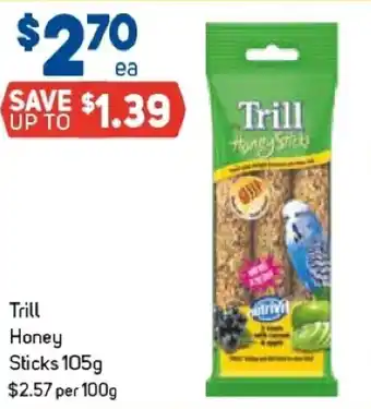 Foodland Trill Honey Sticks 105g offer