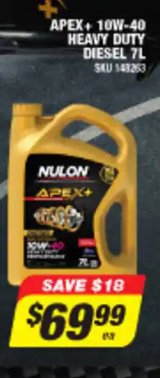 Autobarn Nulon - Apex+ 10W-40 Heavy Duty Diesel 7L offer