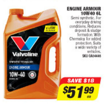 Autobarn Valvoline Engine Armour 10w40 6L offer