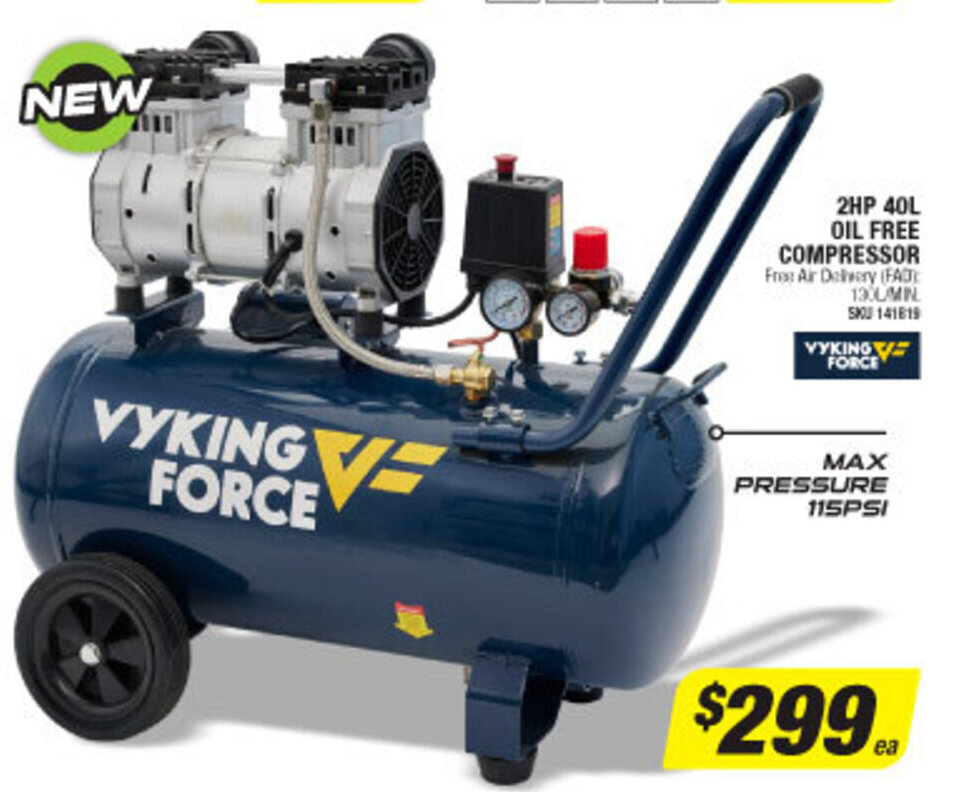 Vyking Force 2HP 40L Oil Free Compressor offer at Autobarn