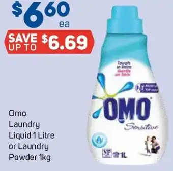 Foodland Omo Laundry Liquid 1 Litre or Laundry Powder 1Kg offer