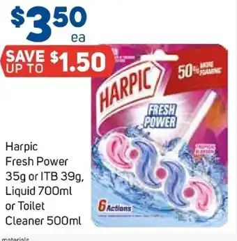 Foodland Harpic Fresh Power 35g or ITB 39g, Liquid 700ml or Toilet Cleaner 500ml offer