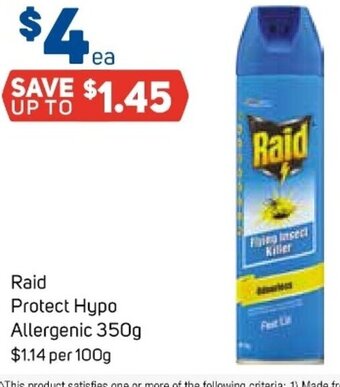 Foodland Raid Protect Hypo Allergenic 350g offer