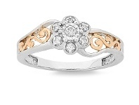 Bevilles Jewellery Sterling Silver And 9ct Rose Gold Diamond Ring offer