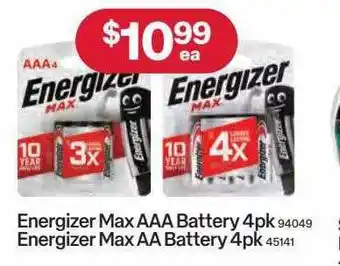 Australia Post Energizer max aaa battery 4pk energizer max aa battery 4pk offer