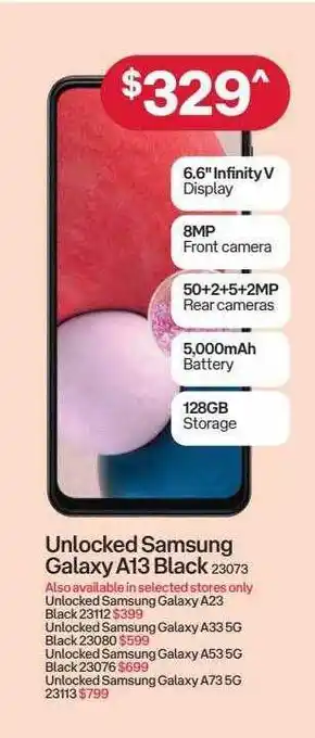 Australia Post Unlocked samsung galaxy a13 black offer