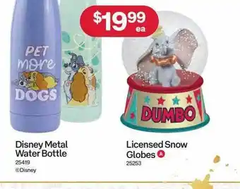 Australia Post Disney metal water bottle licensed snos globes offer