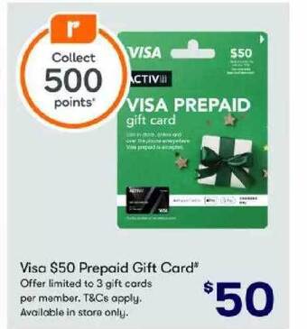Visa $50 prepaid gift card
