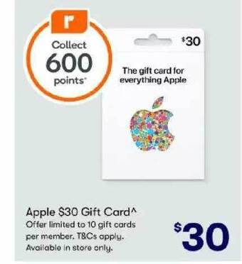 BIG W Apple $30 gift card offer