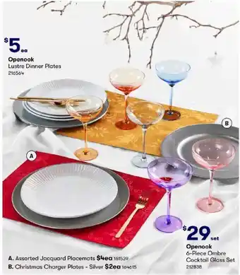 Openook lustre dinner plates or ombre cocktail glass set