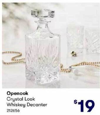 BIG W Openook crystal look whiskey decanter offer