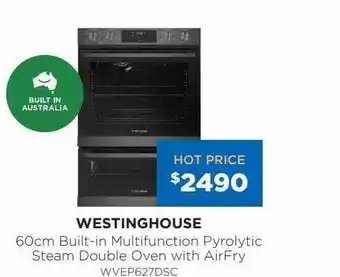 Bing Lee Westinghouse 60cm built-in multifunction pyrolytic steam double oven with airfry offer