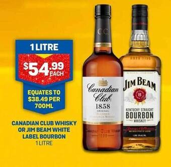 Bottlemart Canadian club whisky or jim beam white label bourbon offer