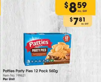 Patties party pies