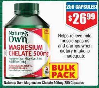 Chemist Warehouse Nature's own magnesium chelate 500mg 250 capsules offer