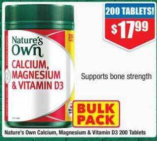 Chemist Warehouse Nature's own calcium, magnesium & vitamin d3 200 tablets offer