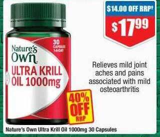 Chemist Warehouse Nature's own ultra krill oil 1000mg 30 capsules offer