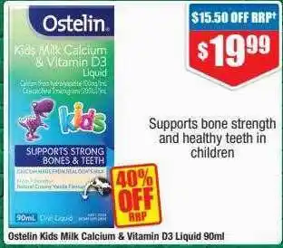 Chemist Warehouse Ostelin kids milk calcium & vitamin d3 liquid 90ml offer